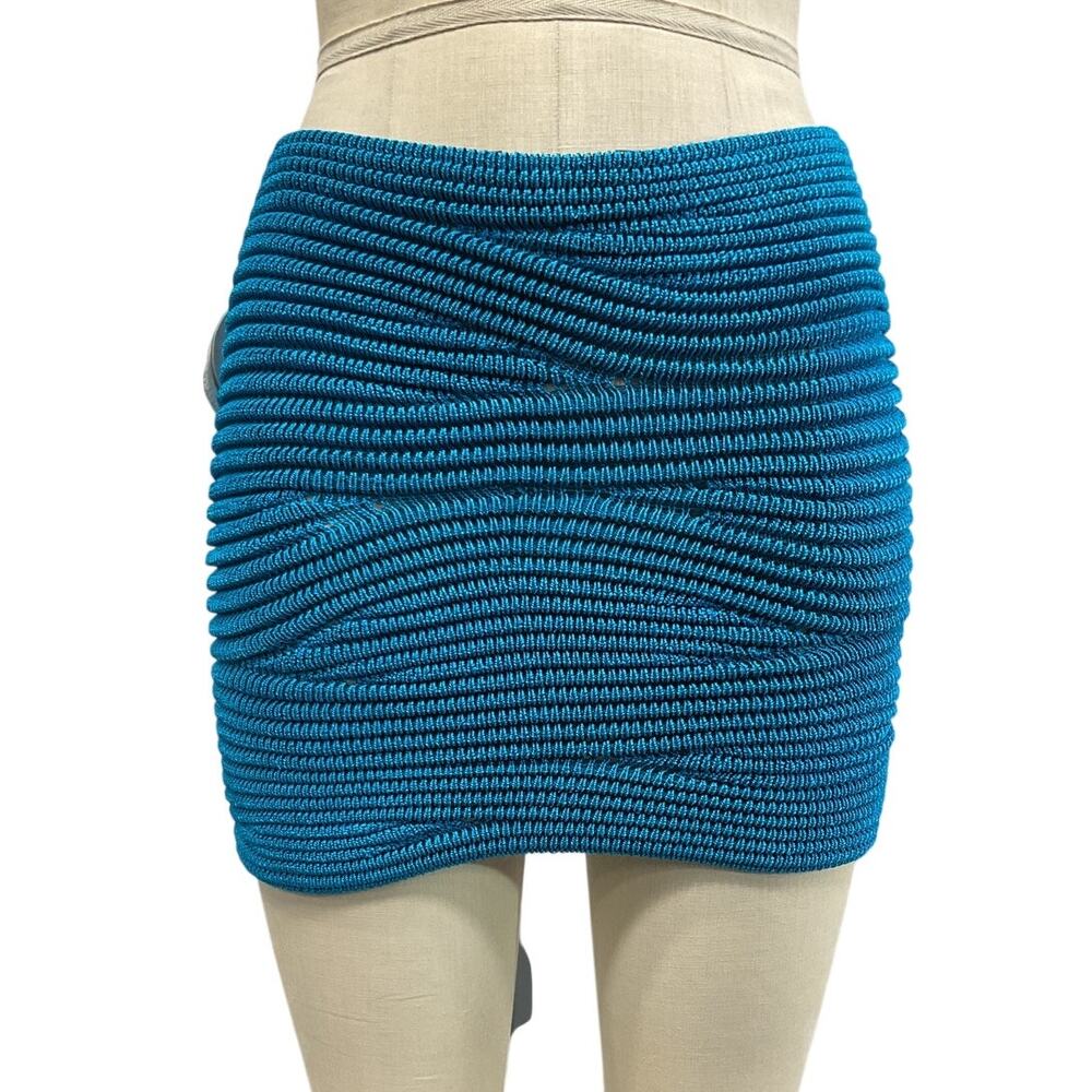 Isa Boulder Textured Blue Bodywave Mini Skirt Size XS NWT - Picture 2 of 5